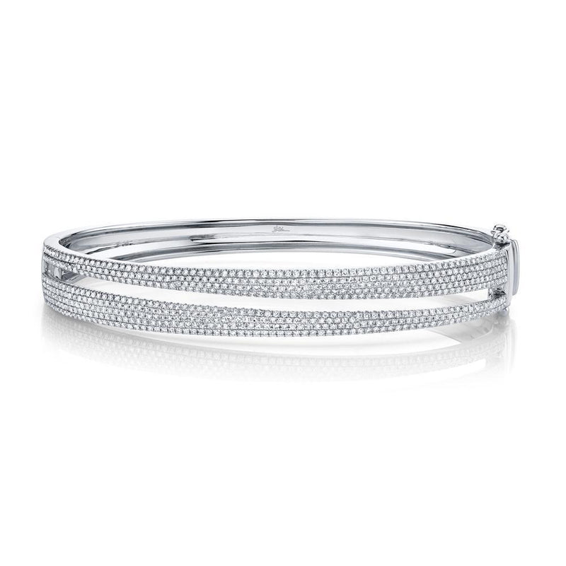 14K White Gold Diamond Pave Split Bangle