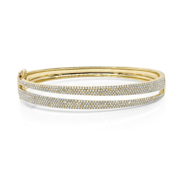 14K Yellow Gold Diamond Pave Split Bangle-Bracelets-Maurice's Jewelers-YELLOW GOLD-
