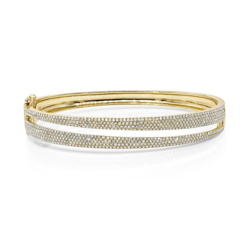 14K Yellow Gold Diamond Pave Split Bangle