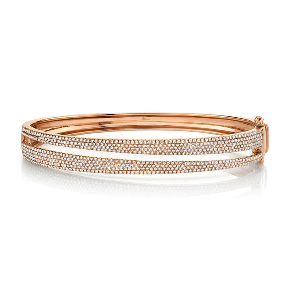 14K Rose Gold Diamond Pave Split Bangle-Bracelets-Maurice's Jewelers-ROSE GOLD-