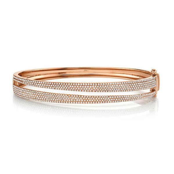 14K Rose Gold Diamond Pave Split Bangle