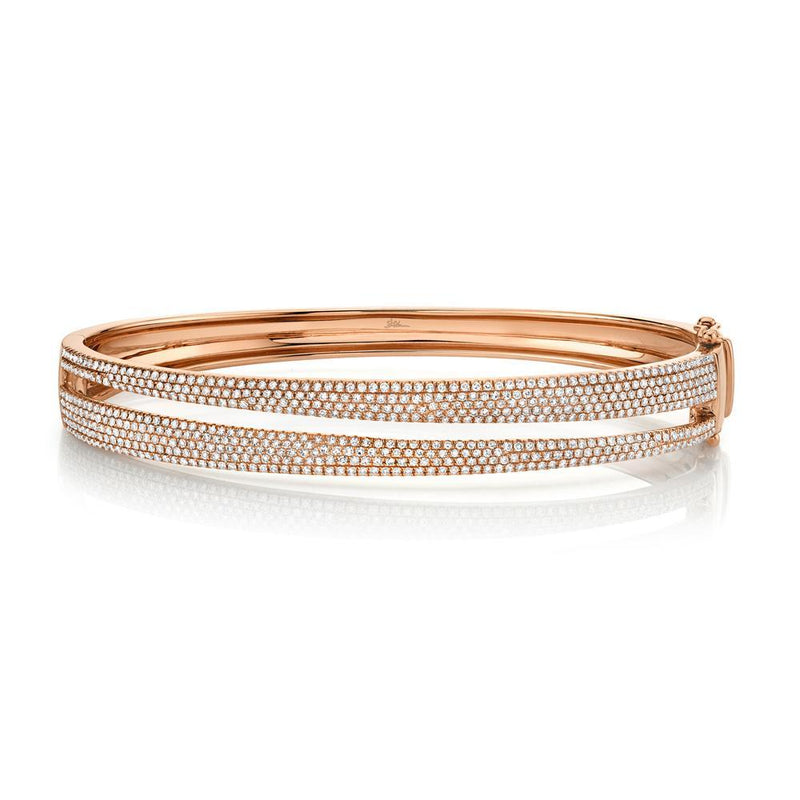14K Rose Gold Diamond Pave Split Bangle-Bracelets-Maurice's Jewelers-ROSE GOLD-