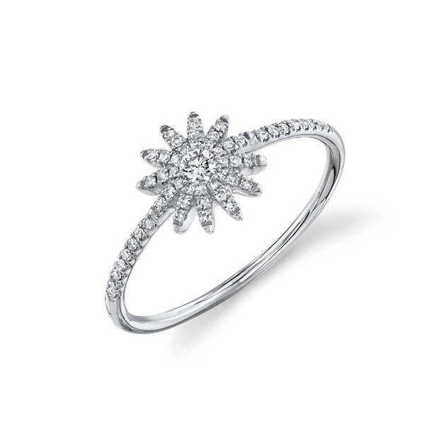 14K Yellow Gold Diamond Starburst Ring