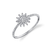 14K White Gold Diamond Starburst Ring
