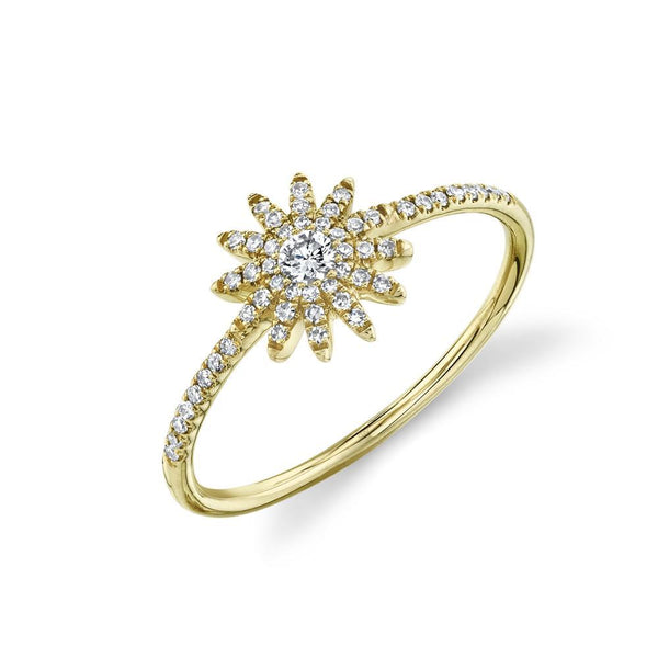 14K Yellow Gold Diamond Starburst Ring