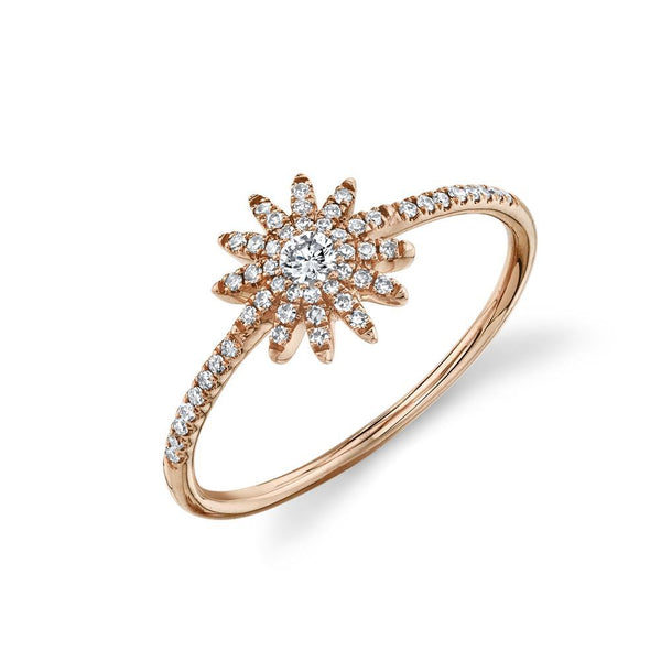 14K Rose Gold Diamond Starburst Ring-Rings-Maurice's Jewelers-ROSE GOLD-