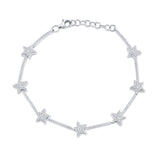 14K White Gold Diamond Star Bracelet