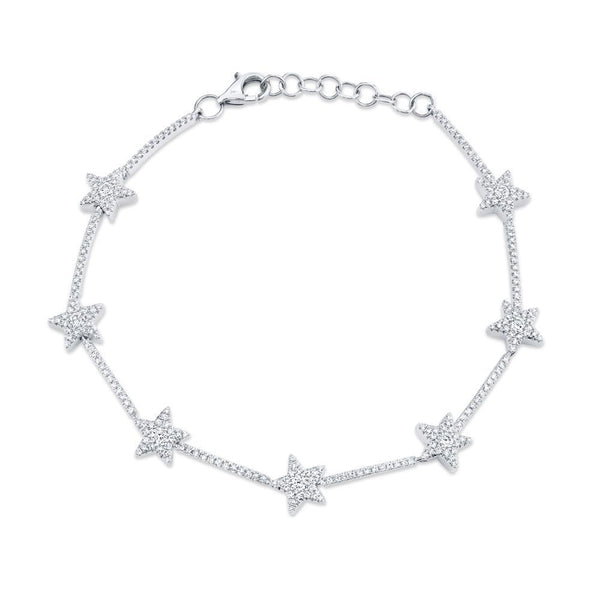 14K White Gold Diamond Star Bracelet