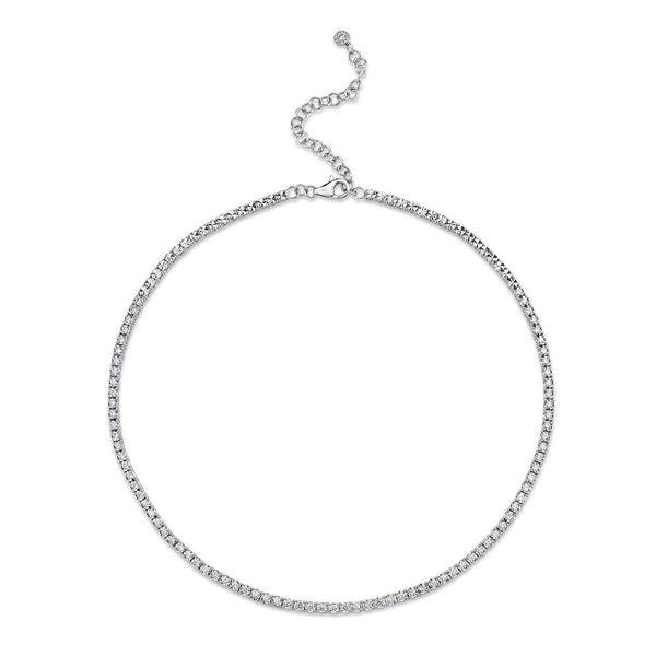 14K White Gold Diamond Illusion Tennis Necklace-Necklaces-Maurice's Jewelers-WHITE GOLD-