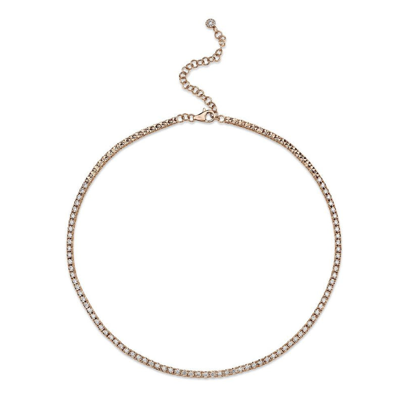 14K White Gold Diamond Illusion Tennis Necklace-Necklaces-Maurice's Jewelers-ROSE GOLD-