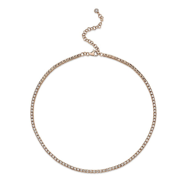 14K Rose Gold Diamond Illusion Tennis Necklace