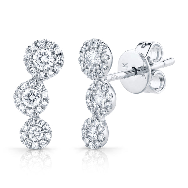 14K Yellow Gold Diamond Triple Halo Ear Climbers-EARRINGS-Maurice's Jewelers-White Gold-