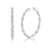 14K Rose Gold Diamond Hoop Earrings-Earrings-Maurice's Jewelers-WHITE GOLD-