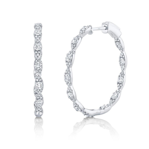 14K Yellow Gold Diamond Hoop Earrings-EARRINGS-Maurice's Jewelers-WHITE GOLD-