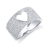 14K Yellow Gold Diamond Open Heart Wide Pave Ring-Rings-Maurice's Jewelers-WHITE GOLD-