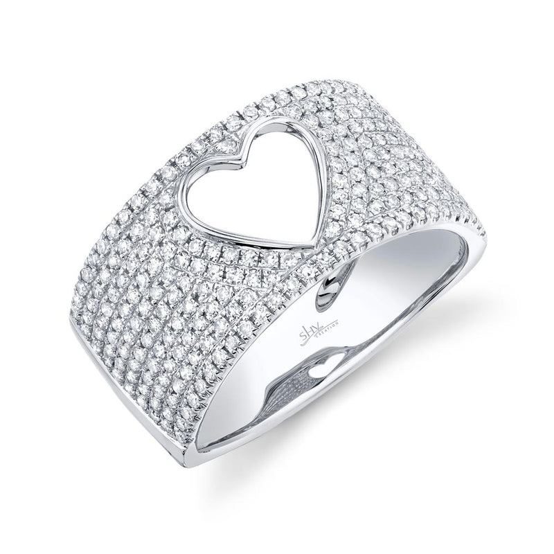 14K Yellow Gold Diamond Open Heart Wide Pave Ring-Rings-Maurice's Jewelers-WHITE GOLD-
