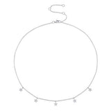 14K White Gold Diamond Star Dangle Necklace-Necklaces-Maurice's Jewelers-WHITE GOLD-