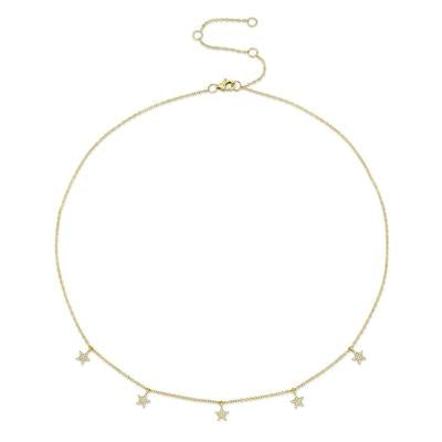 14K Rose Gold Diamond Star Dangle Necklace