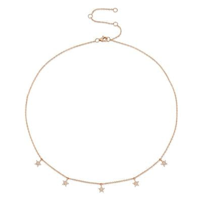 14K Yellow Gold Diamond Star Dangle Necklace