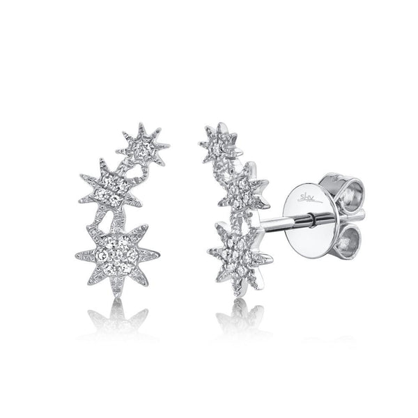 14K White Gold Diamond Stars Stud Earrings-EARRINGS-Maurice's Jewelers-WHITE GOLD-