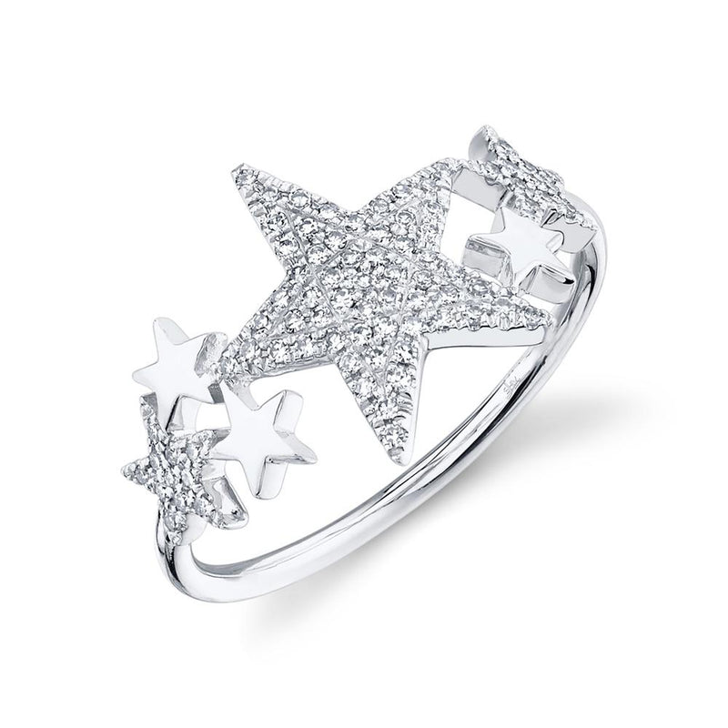 14K Yellow Gold Diamond Star Constellation Ring-Rings-Maurice's Jewelers-WHITE GOLD-