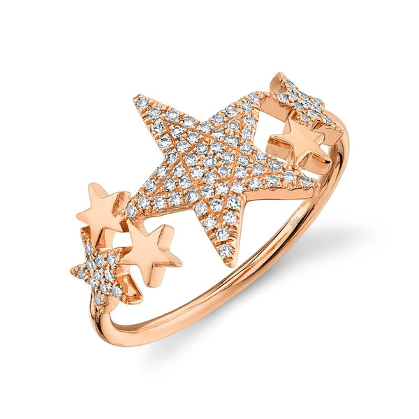 14K Rose Gold Diamond Star Constellation Ring-Rings-Maurice's Jewelers-ROSE GOLD-