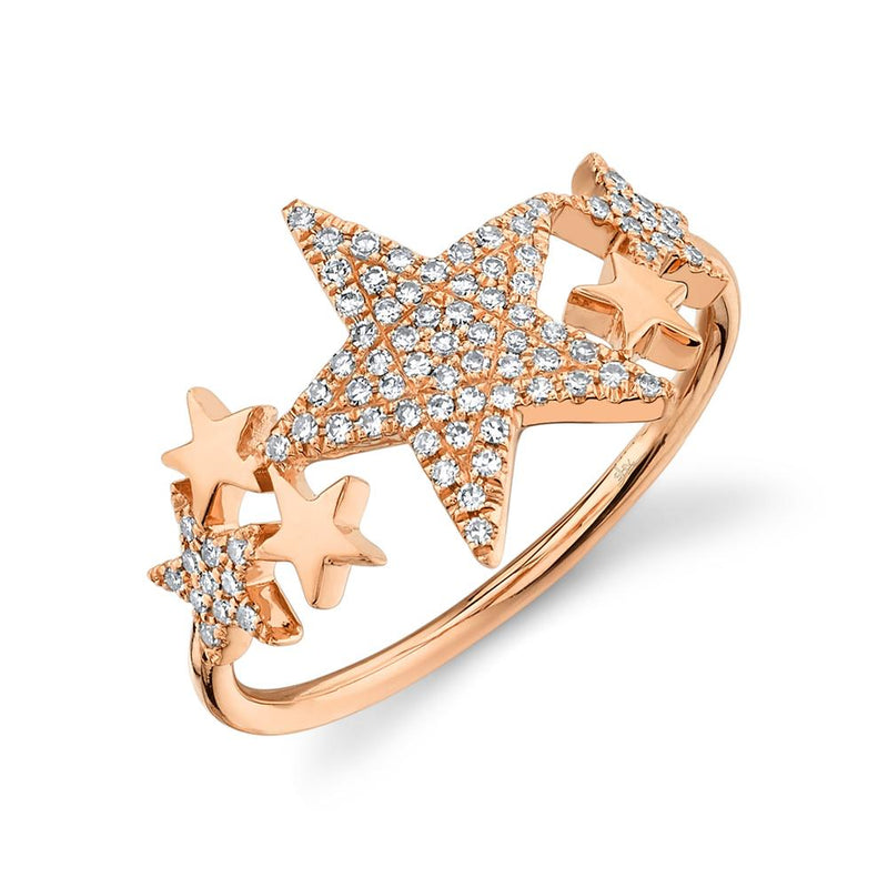 14K Rose Gold Diamond Star Constellation Ring