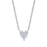 14K Two Tone Gold Pave Diamond Heart Necklace (Mini)-Necklaces-Maurice's Jewelers-White Gold-