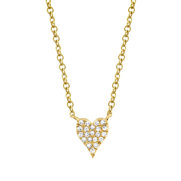 14K Two Tone Gold Pave Diamond Heart Necklace (Mini)-Necklaces-Maurice's Jewelers-Yellow Gold-