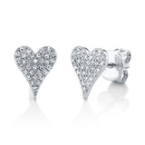 14K White Gold Diamond Heart Stud Earrings