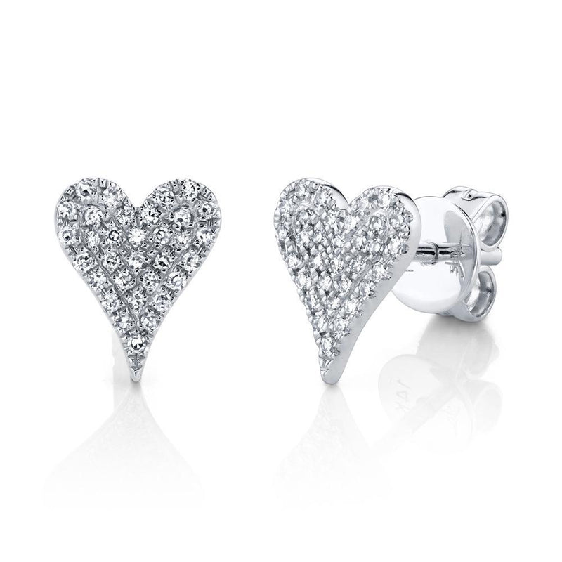 14K Rose Gold Diamond Heart Stud Earrings-Earrings-Maurice's Jewelers-WHITE GOLD-