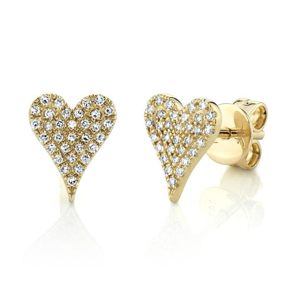 14K Rose Gold Diamond Heart Stud Earrings