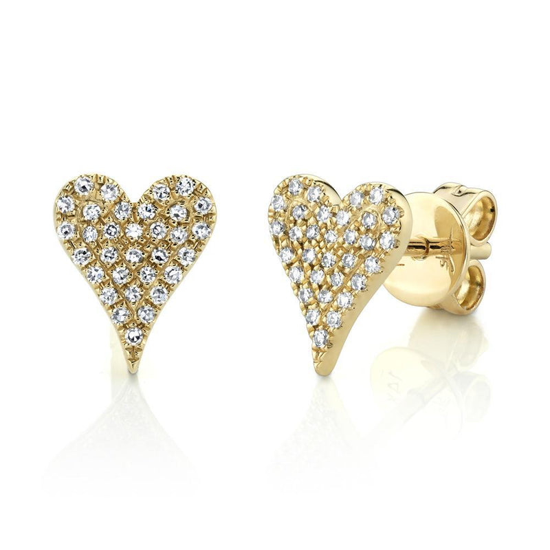 14K Rose Gold Diamond Heart Stud Earrings-Earrings-Maurice's Jewelers-YELLOW GOLD-