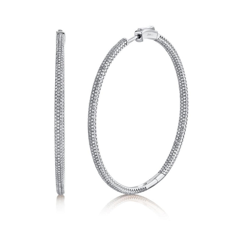 14K Yellow Gold Diamond Pave Hoop Inside/Outside Earrings