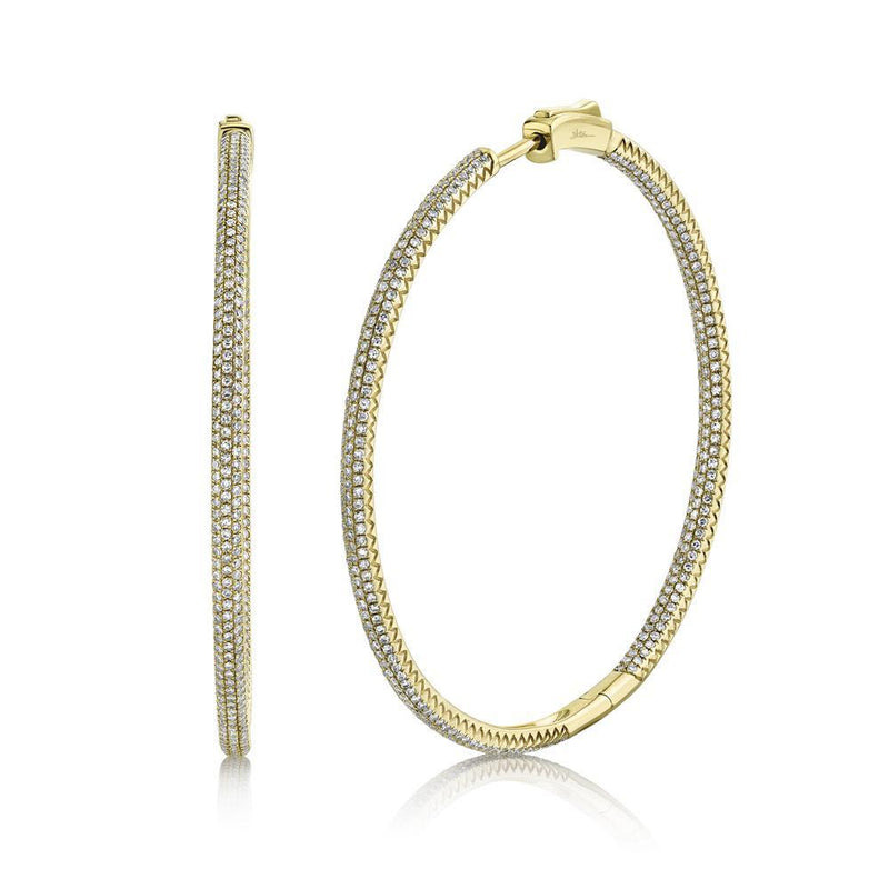 14K Rose Gold Diamond Pave Hoop Inside/Outside Earrings-Earrings-Maurice's Jewelers-YELLOW GOLD-