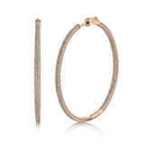 14K Rose Gold Diamond Pave Hoop Inside/Outside Earrings-Earrings-Maurice's Jewelers-ROSE GOLD-