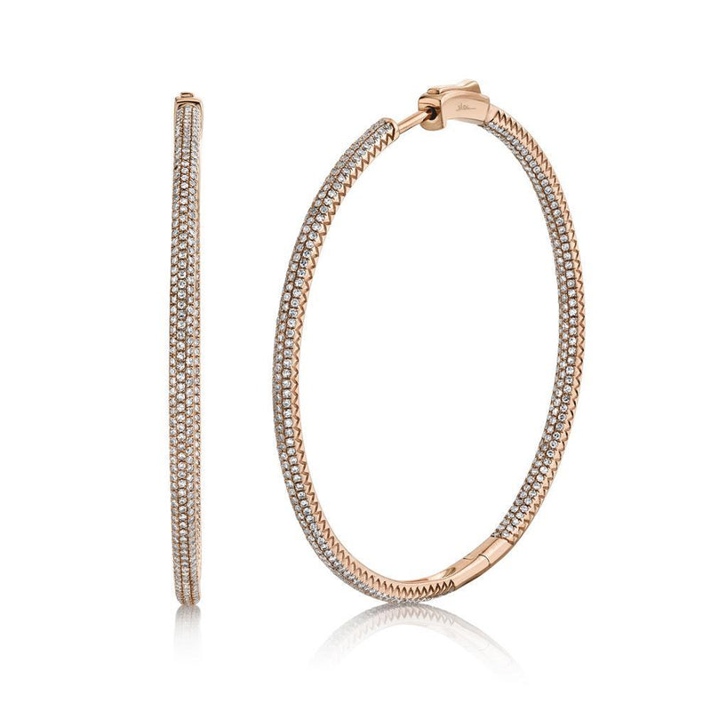 14K Rose Gold Diamond Pave Hoop Inside/Outside Earrings-Earrings-Maurice's Jewelers-ROSE GOLD-