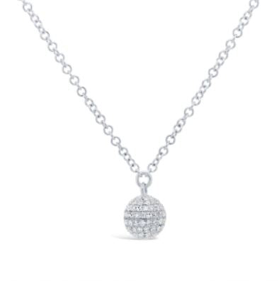 14K White Gold Diamond Pave Ball Necklace-Necklaces-Maurice's Jewelers-White Gold-
