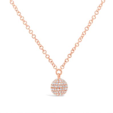 14K White Gold Diamond Pave Ball Necklace