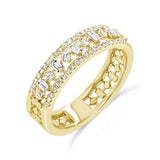 14K White Gold Round+Baguette Diamond Band-Rings-Maurice's Jewelers-YELLOW GOLD-