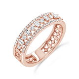 14K Yellow Gold Round+Baguette Diamond Band