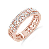 14K White Gold Round+Baguette Diamond Band-Rings-Maurice's Jewelers-ROSE GOLD-