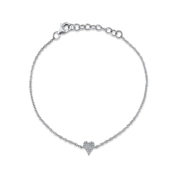 14K White Gold Diamond Pave Heart Bracelet-Bracelets-Maurice's Jewelers-WHITE GOLD-