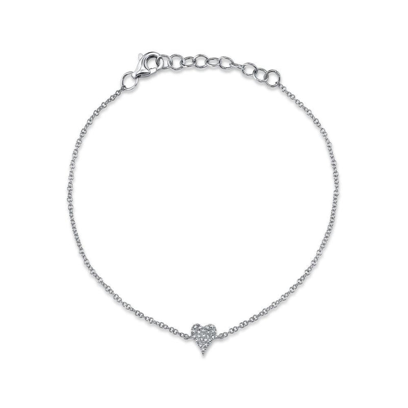 14K Rose Gold Diamond Pave Heart Bracelet-Bracelets-Maurice's Jewelers-WHITE GOLD-