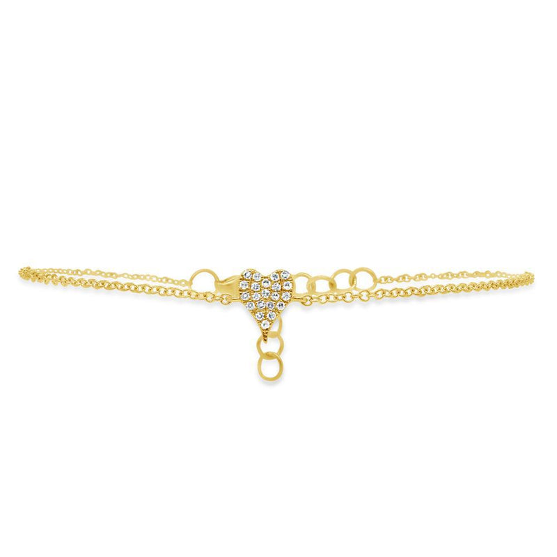 14K Yellow Gold Diamond Pave Heart Bracelet-Bracelets-Maurice's Jewelers-YELLOW GOLD-