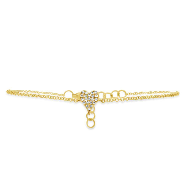 14K Rose Gold Diamond Pave Heart Bracelet-Bracelets-Maurice's Jewelers-YELLOW GOLD-
