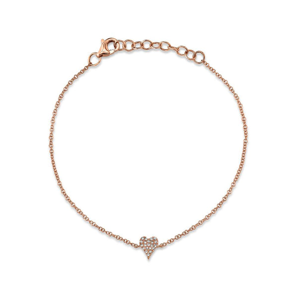 14K Rose Gold Diamond Pave Heart Bracelet