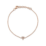 14K White Gold Diamond Pave Heart Bracelet