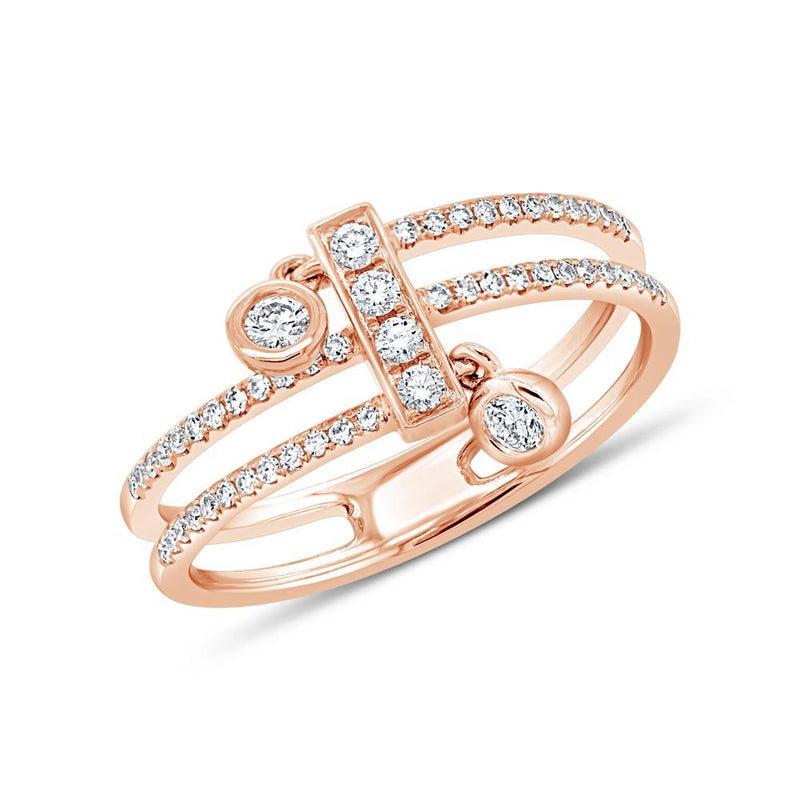 14K Yellow Gold Diamond Wrap Bezel Charm Ring