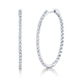 14K White Gold Diamond Inside Out Oval Hoop Earrings-EARRINGS-Maurice's Jewelers-White Gold-